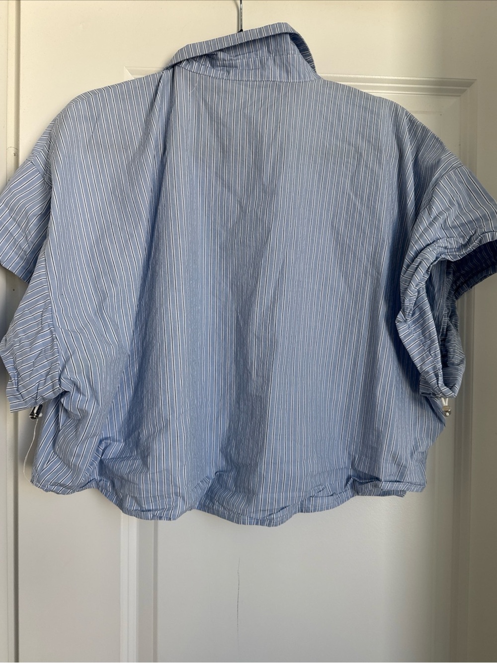 Anthropologie Maeve Top Shirt Blue Striped Cropped Button Up Blouse Women’s XL - Picture 9 of 10
